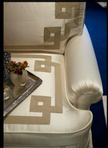 detail photo of upholstered arm chair