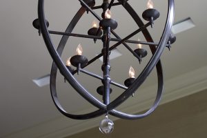 detail photo of unique metal chandelier
