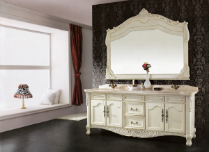photo of ornate vanity with mirror