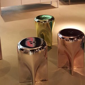 photo of chrome side tables by Roche Bobois
